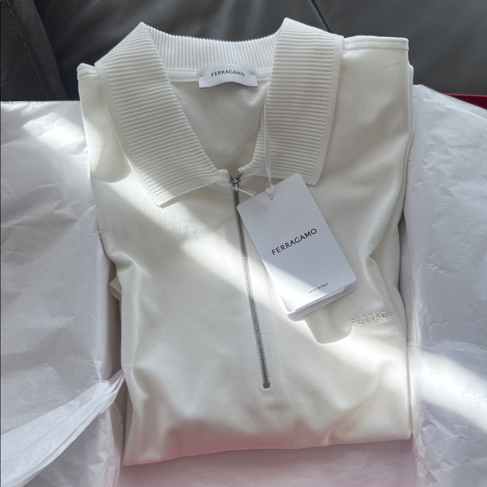 Salvatore Ferragamo Cream Zip-Up Sweater